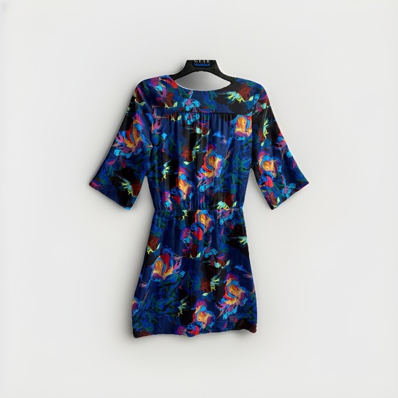 Amanda Uprichard Floral Wrap Dress Women Medium 100% Silk - Picture 2 of 7